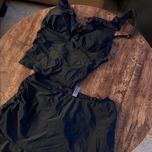 SHEIN Black Bikini Set - ruffle tankini / skort. Sz XL